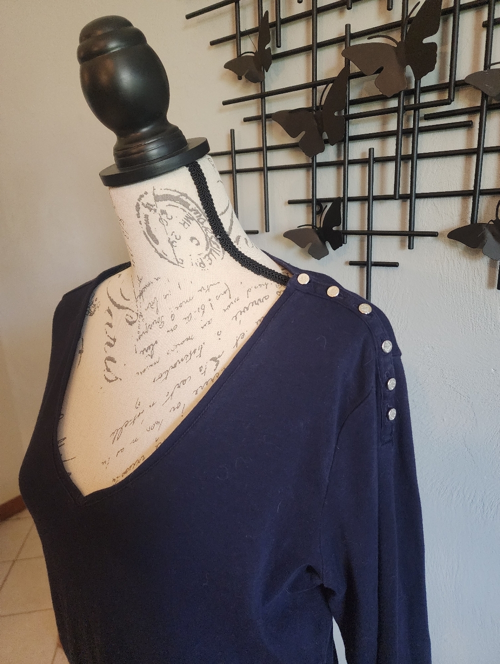 Ralph Lauren Navy Long Sleeve Top 100% Cotton